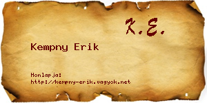 Kempny Erik névjegykártya